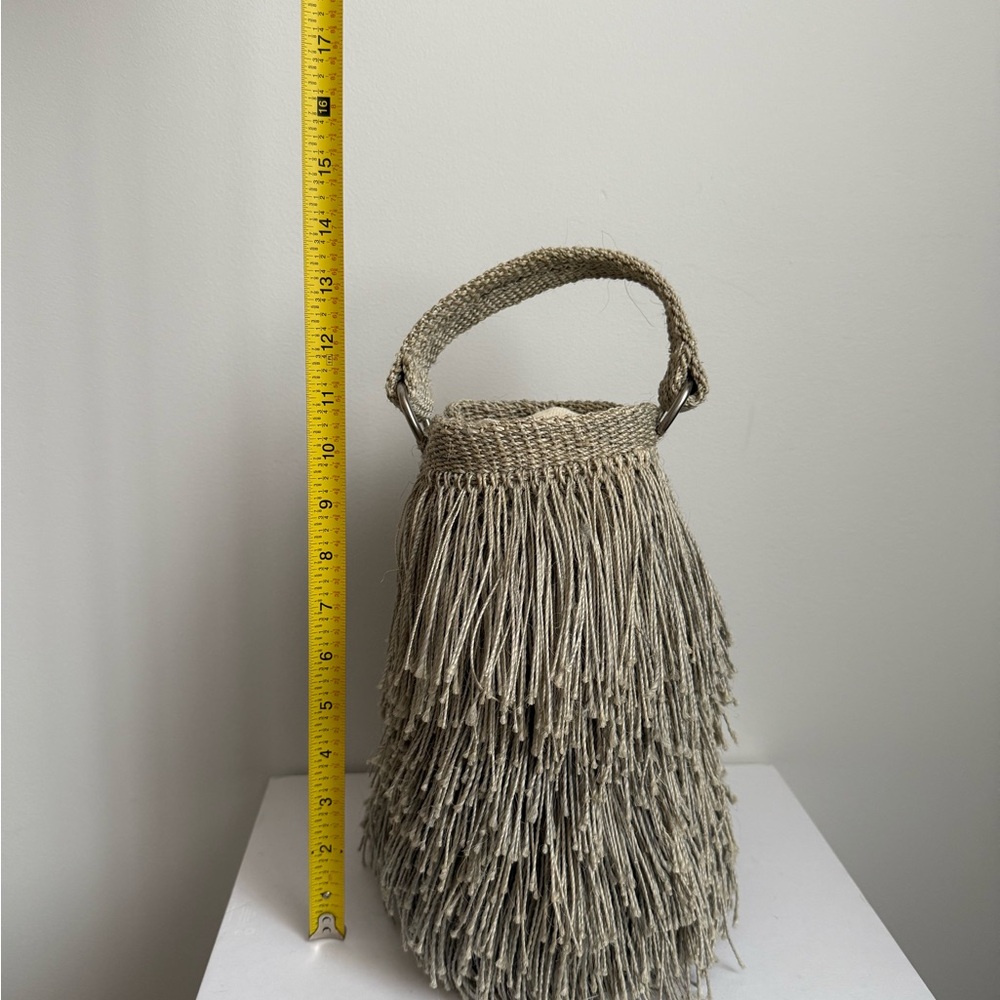 Fringe Woven Handbag in Sage - Picture 2 of 5